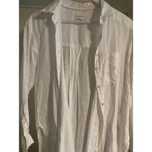Anthropologie Button-Up Shirt Dress Women's Size XS White Collared Long Sleeves